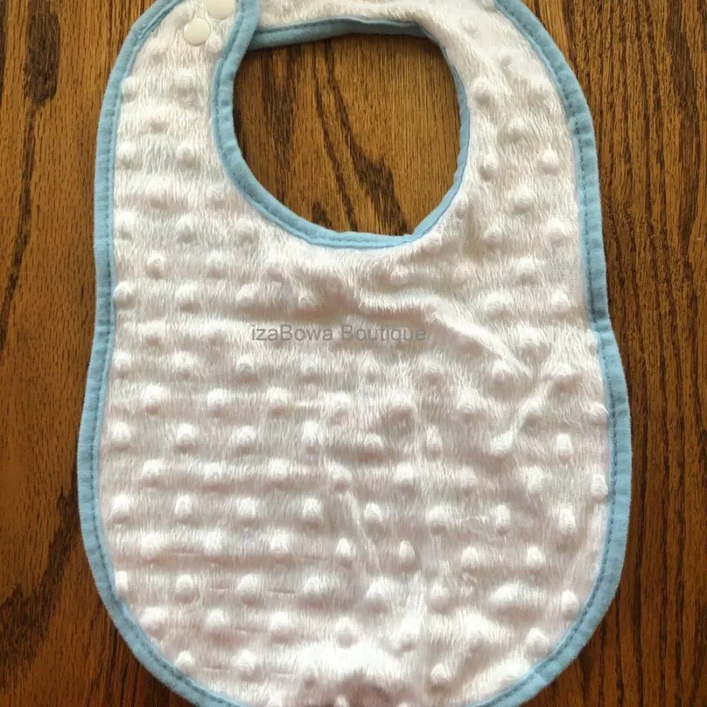Blue Chevron Minky Bib BLUBIB Handmade NWT Boutique